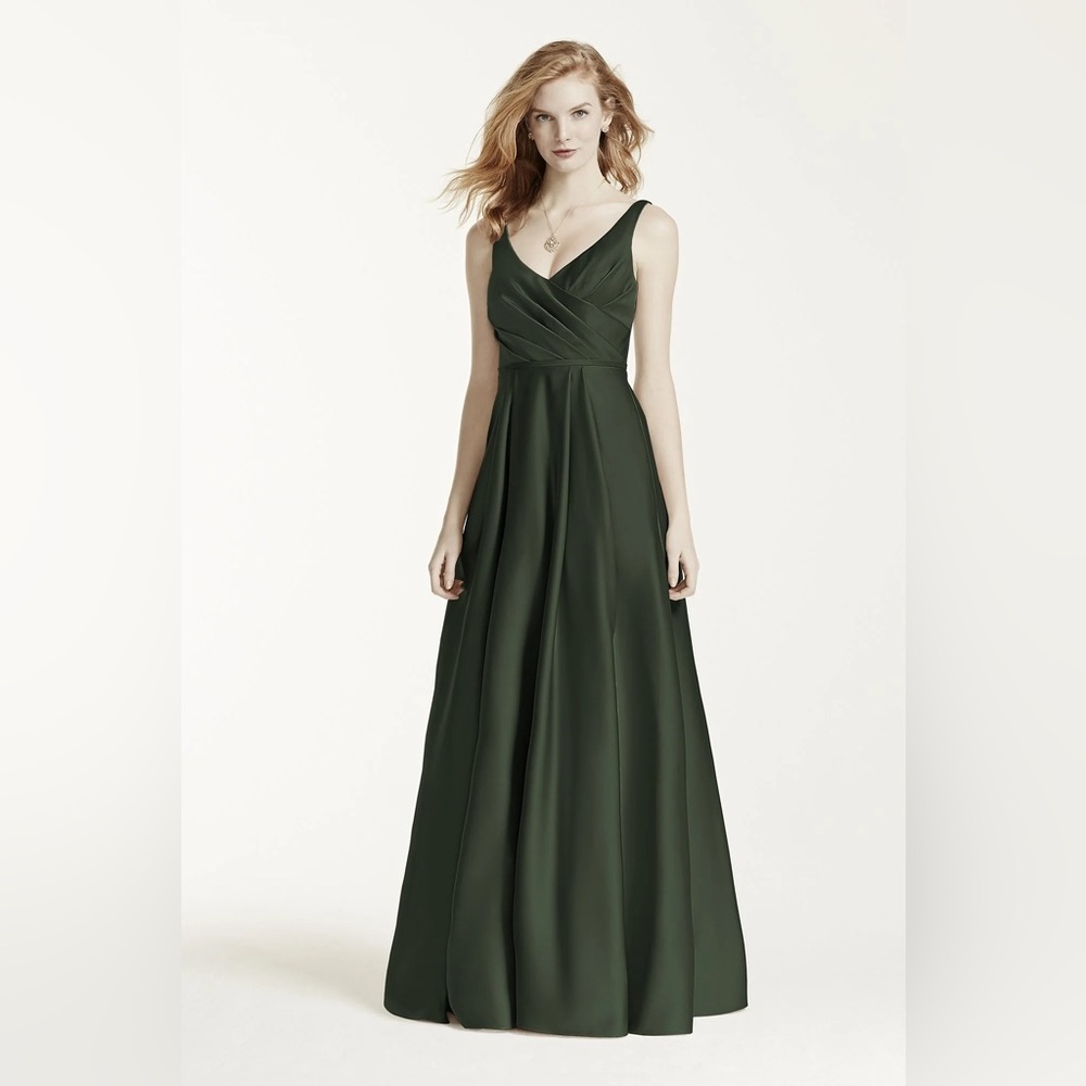 David's Bridal Long Satin Tank Ball Gown